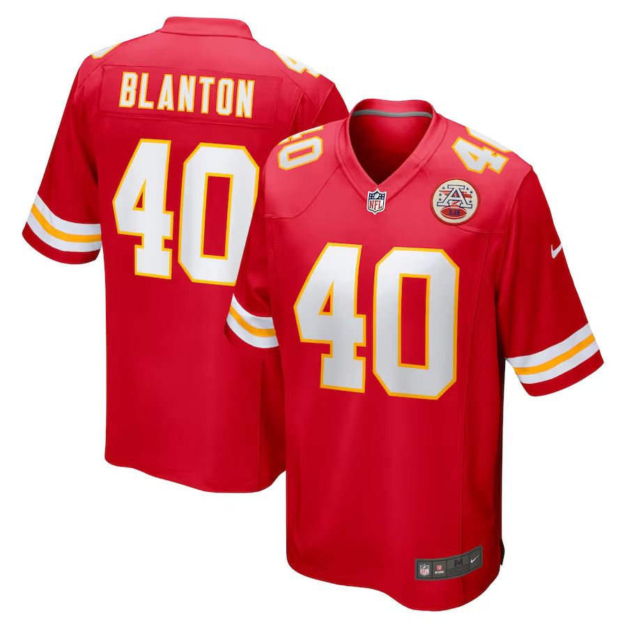 Men Kansas City Chiefs 40 Kendall Blanton Nike Red Home Game Player NFL Jersey